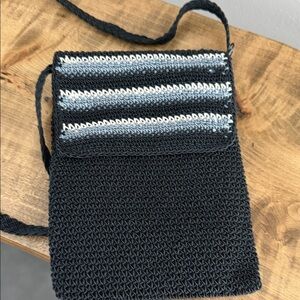 Black and White Knit Crossbody Bag